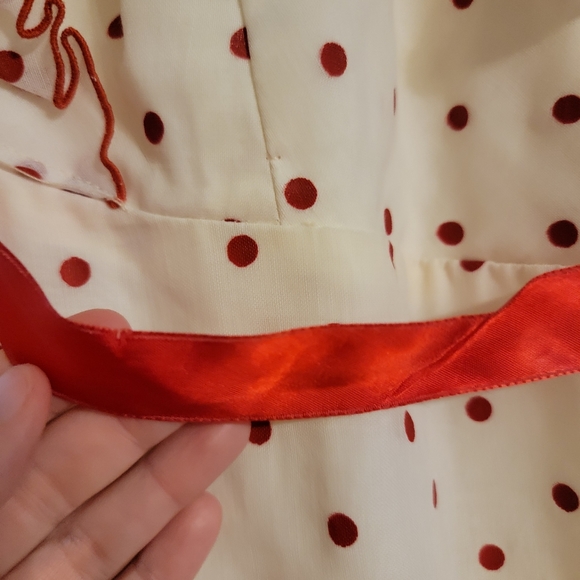 Vintage | Red Polka Dot Ruffle Maxi Dress - Picture 4 of 11